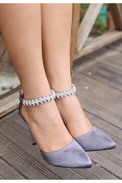 Moka Shopin Platinum Satin Heeled Shoes - Plena