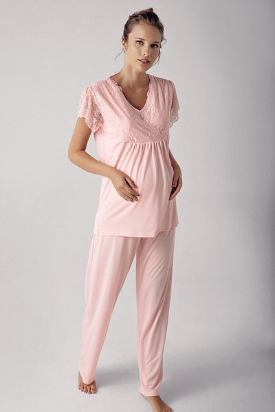 Artış Flexible Viscous Women's Maternity Pajama Set - Short Sleeve 13208