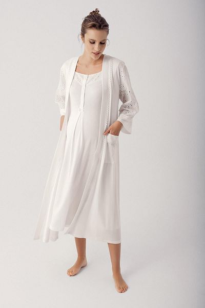 Artış Flexible Viscous Cotton Maternity Nightgown and Dressing Gown Set - 14400