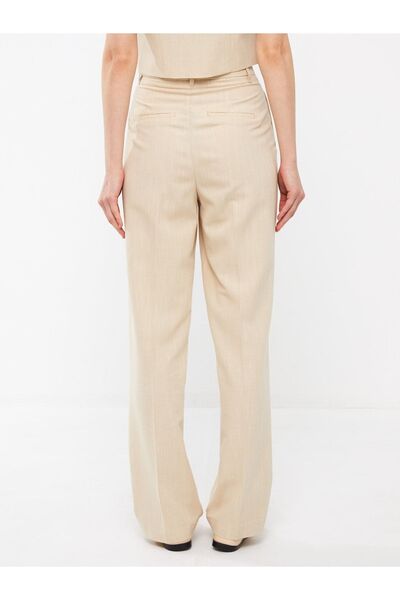 LC Waikiki Yüksek Bel Rahat Kalıp Düz Keten Karışımlı Kadın Pantolon