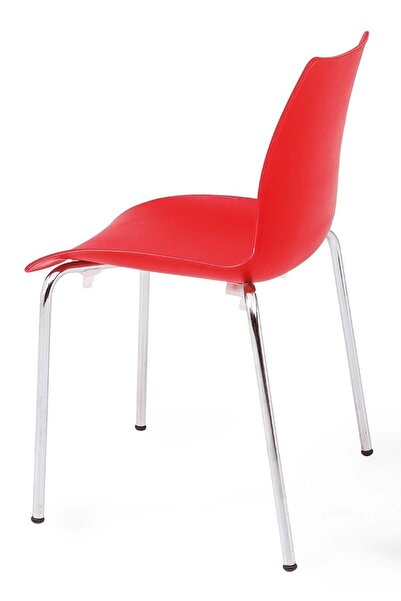 Rainbow Alya Metal Ayaklı Plastik Sandalye 6 Adet (KIRMIZI)