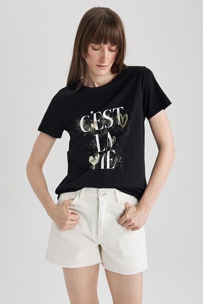 DeFacto Crew Neck Printed 100% Cotton Regular Fit T-Shirt A3756ax23sm