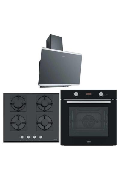 Franke Siyah Ankastre Set (FPJ 615 BK/SS - FHNS 604 BK - FSL 86 H BK)