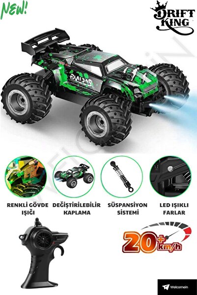 welcomein Oyuncak 2.4 GHz Uzaktan Kumandalı Şarjlı Led Işıklı Drift Atan 20 Km Hız Yapan Off Road Araba