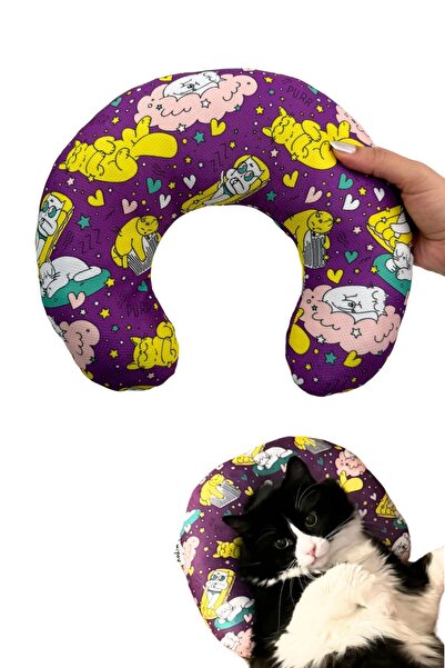 Miyav وسادة قطط PisiPisiesta باللون الأرجواني - وسادة عناق ونوم 30 سم