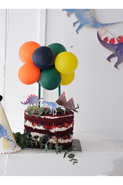 Partifabrik Dinozor Temalı Pasta Süsü Balon Kürdan Set