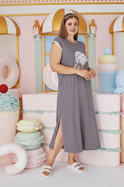 Sevim 15752 Μοντέλο Oversized εμπριμέ φόρεμα
