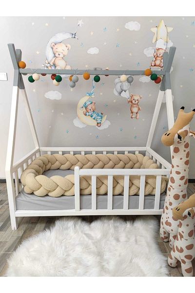meleginisiklitoplari New Generation Plush Protection Model - 420 CM, 3-Piece Knitting, (80X130) For Crib