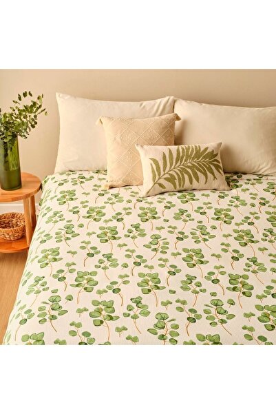 Bella Maison Green Pique Printed Single Cotton Ocaliptus - 150x220 Cm