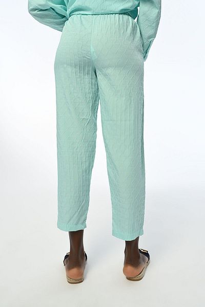 Orfeo Negro Mint Colored Embossed Patterned Comfortable Women's Pants