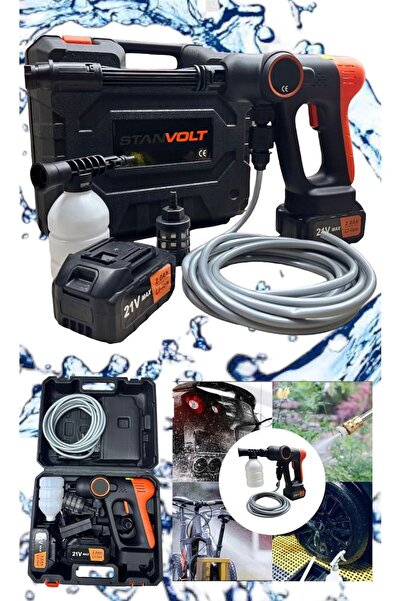 STANVOLT Çift Akülü Şarjlı Yüksek Basınçlı Oto Yıkama Bahçe Yıkama ve Temizleme Makinesi