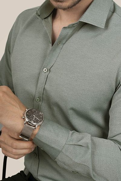 Etikmen Wassergrünes Slimfit-Hemd für Herren mit Geschenkbox