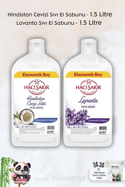 Hacı Şakir 1500 ml Lavender Coconut Liquid Hand Soap and ROSIE