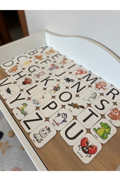 Bellacasa Letter animal Mapping Card, Educational Toy, Montessori Educational Toy, Motor Intelligence Toy