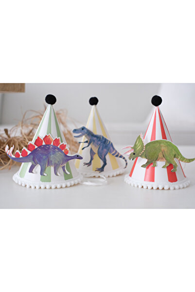 Partifabrik Dinozor Temalı Parti Şapkası Seti 3 Adet