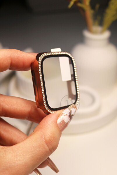 Watch 2 3 4 5 6 Se  44mm Uyumlu Kılıf Kasa Ve Ekran Koruyucu 360 Tam Koruma Kristal Taşlı Kapak Rose
