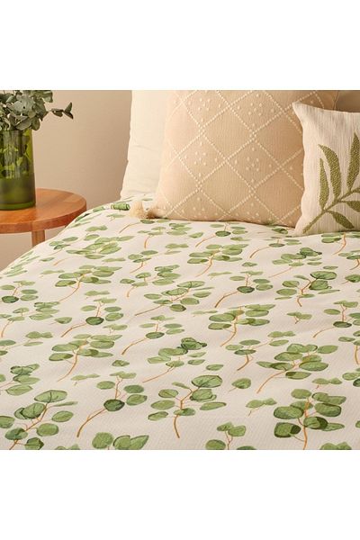Bella Maison Green Pique Printed Single Cotton Ocaliptus - 150x220 Cm