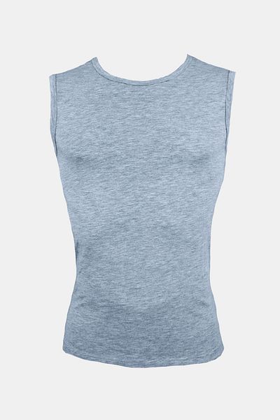 Malabadi Men's Gray Neck Trace-Free Modal Sleeveless Undershirt 007