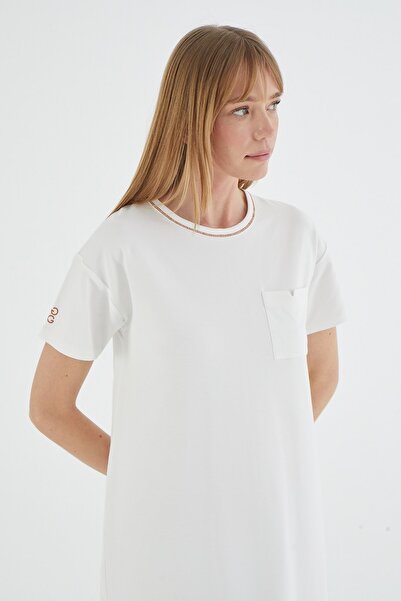 GİZZEY 21205 Μοντέλο Κομψό Φόρεμα με Λεπτομέρεια Κεντήματος