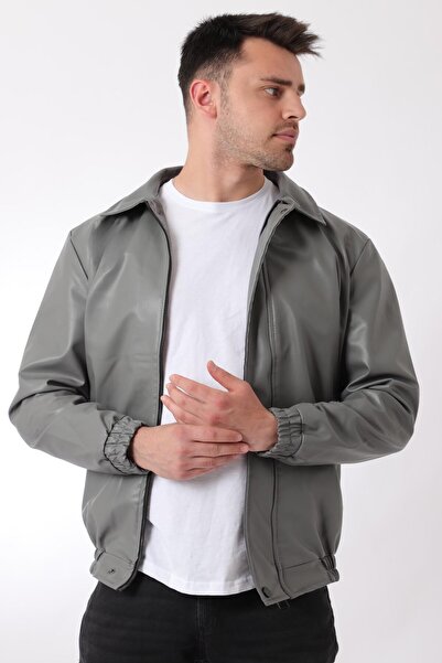 ByTrend Pldp 2984 - Faux Leather Coat with Elastic Waist