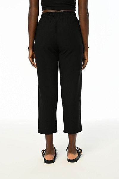Orfeo Negro Women's - Solid Color Elastic Waist Trousers