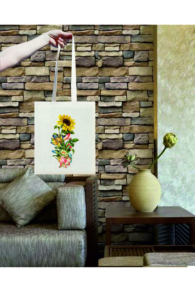 Sunflower Printed Cotton Raw cloth bag  35X40 cm
