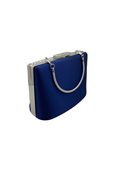 Busrabags حقيبة سهرة نسائية من الساتان - أزرق