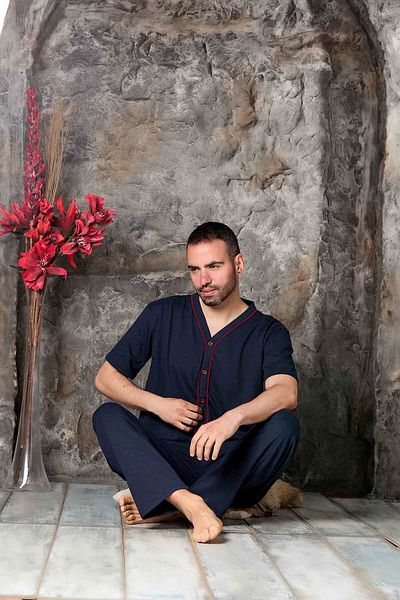 Sude HOMEWEAR Set pijama cu mânecă scurtă cu nasturi în față pentru bărbați - VARA