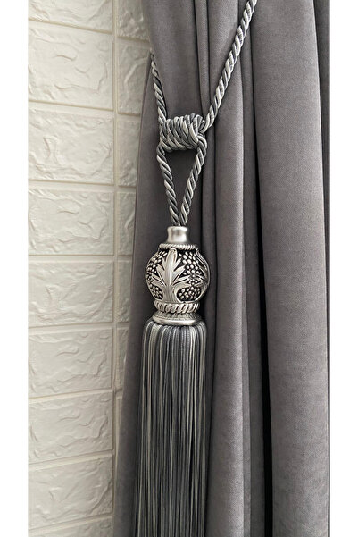 Helezoni Perde Aksesuarı Polyester Vazo Çilek Model  Püsküllü Braçol  Kornişe Takmatik 1 Adet