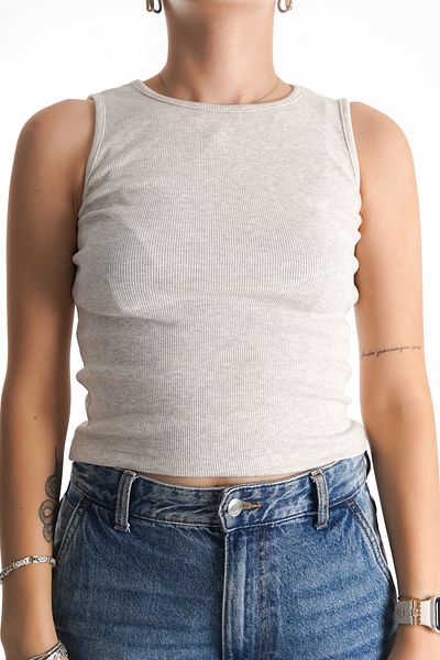 Moda Değirmeni Γυναικείο Crop Tank Top με ριμπ - Κολάρο, BG1192-314-0001