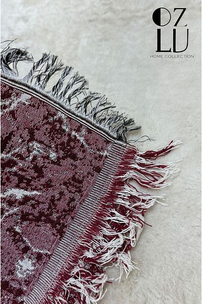 Özlü Home Cotton New Generation Sofa - Sofa Bed Cover 170X220 Marble Pattern Burgundy Sofa Shawl