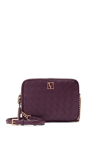 Victoria's Secret Victoria Black Purple Bag - Zippered and Crossbody ST11216982