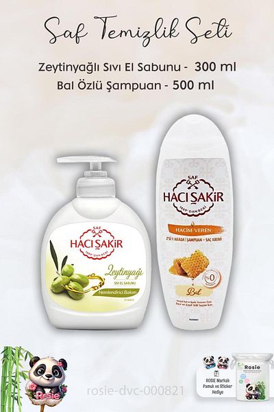 Hacı Şakir Olive Oil Liquid Soap - 300 ml Honey Shampoo and ROSIE