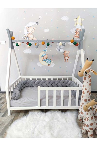 Lucky Kids نموذج حماية من القطيفة الجديدة - 360 سم، مجموعة من 3 قطع، Welsoft Kumash (للمهد 60X120 / 70X110)