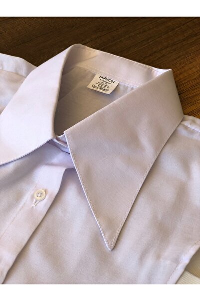 mirach Ekstra Hafif Beyaz Mini Boy Gömlek Yaka | Kolsuz Ince Lastikli U Model Rahat Boyunluk