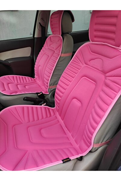 REPLAX 2,li Oto Koltuk Kılıfı Minder Alkantra Kumaş Pembe Renk Slikon Direksiyon Kılıfı