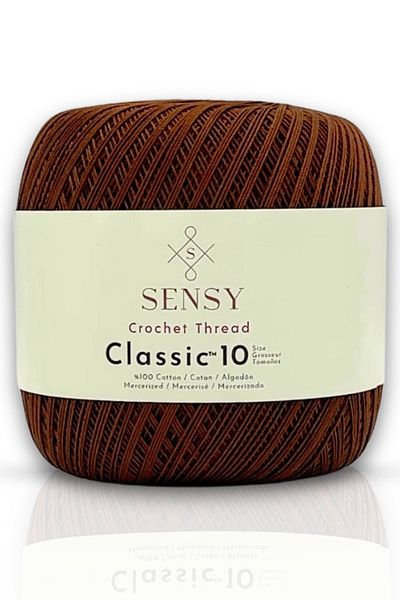 SENSY Classic 10 Crochet Strings - 100% Mercerized Cotton, Lace and Giza Corn Cotton Brown