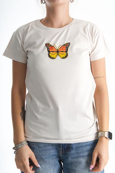 Moda Değirmeni Γυναικείο Tshirt με στάμπα πεταλούδας - Skin BG1196-314-0001