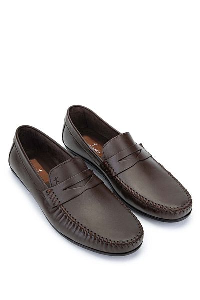 Tamer Tanca Men's Brown Genuine Leather Loafer Shoes