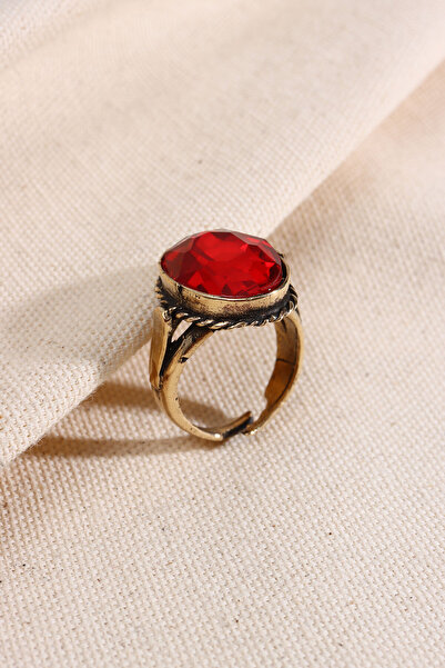 Süspüs Accessories Büyük Kırmızı Taşlı Otantik Yüzük