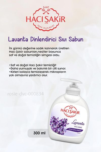 Hacı Şakir Lavender 300 ml Relaxing Liquid Soap and 500 ml Almond Shampoo - ROSIE