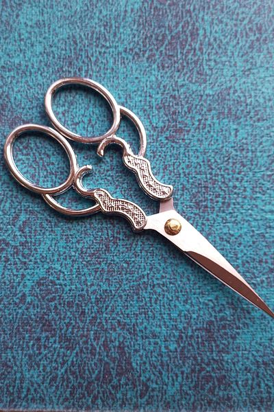 Kent Pazarı Silver Colored Promise Engagement Scissors - Special Day Ribbon and Sewing Embroidered