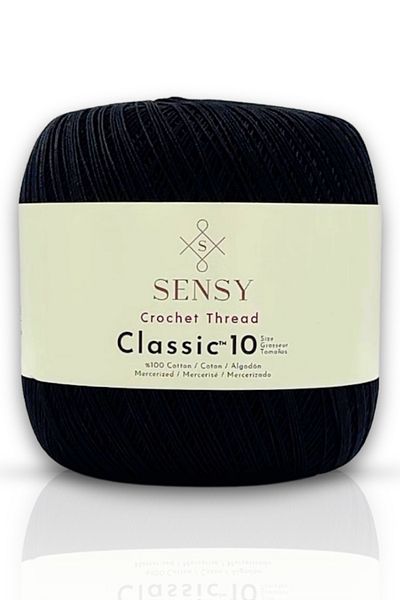 SENSY Black Classic 10 fire de croșetat - 100% bumbac mercerizat, fire de dantelă și bumbac egiptean Giza