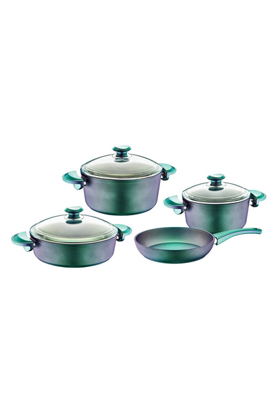 OMS TITANIUM - 3016 - 7 Parça - Bio Granit-Tencere, Tava, Çeyiz Seti, Yeşil V...