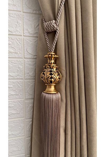 Helezoni Perde Aksesuarı Polyester Vazo Şah Model  Püsküllü Braçol  Kornişe Takmatik 1 Adet