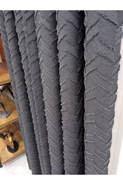 Vinaldi Monchester 375458 -773 Anthracite Linen Backdrop Curtain Single Wing Frequent Pleat