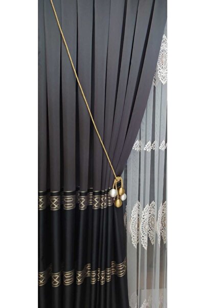 ÖzenEvim Fon Perde Toplama Aparatı Kornişe Takmatik Altın Ekru Tavan Braçolu ...