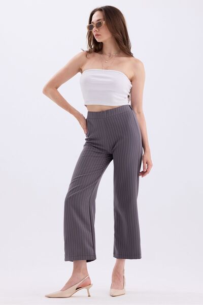 MD trend Striped Double Breasted Blazer and Trousers Set - Foldable Sleeve