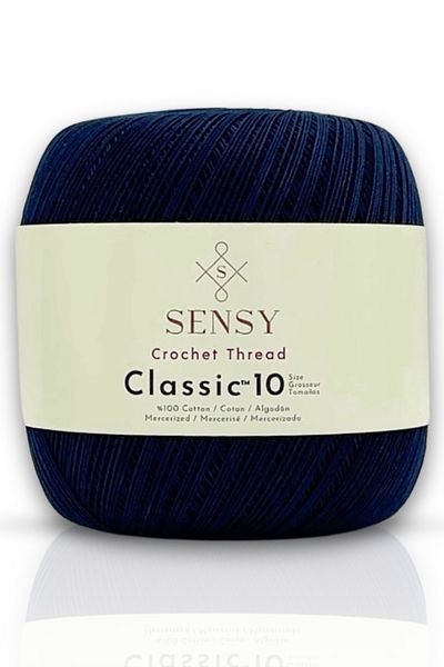 SENSY Snur bleumarin - 10 croșetat 100% bumbac mercerizat, dantelă și bumbac egiptean Giza