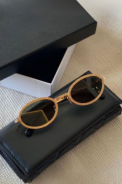 REN EYEWEAR Sezonul 2024 - DE PARSİ Ochelari de soare ovali din metal auriu, populari UV400/Ren Eyewear